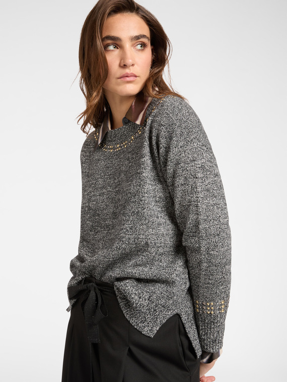 Pure wool sweater with studs