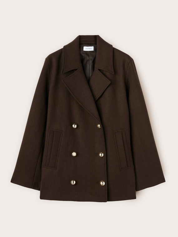 Manteau croisé en drap de laine mélangée