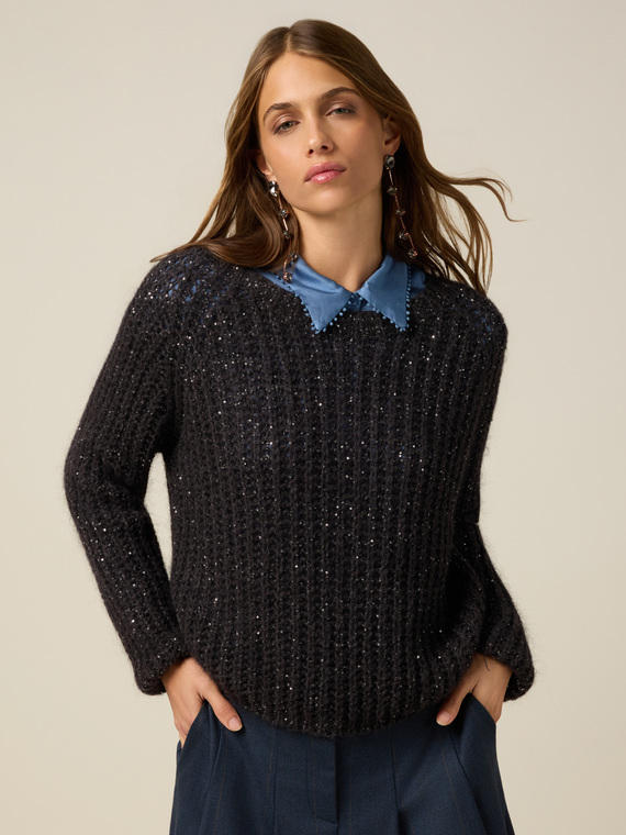 Maglia misto mohair con paillettes