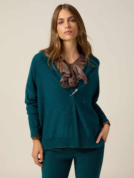 Cardigan misto cashmere con paillettes