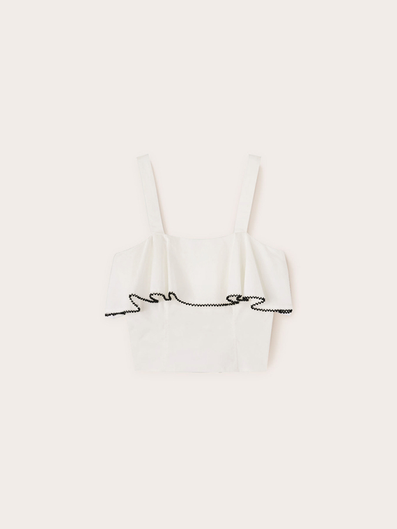 Poplin top with ruffle