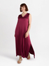 Vestito lungo smanicato in raso stretch image number 0