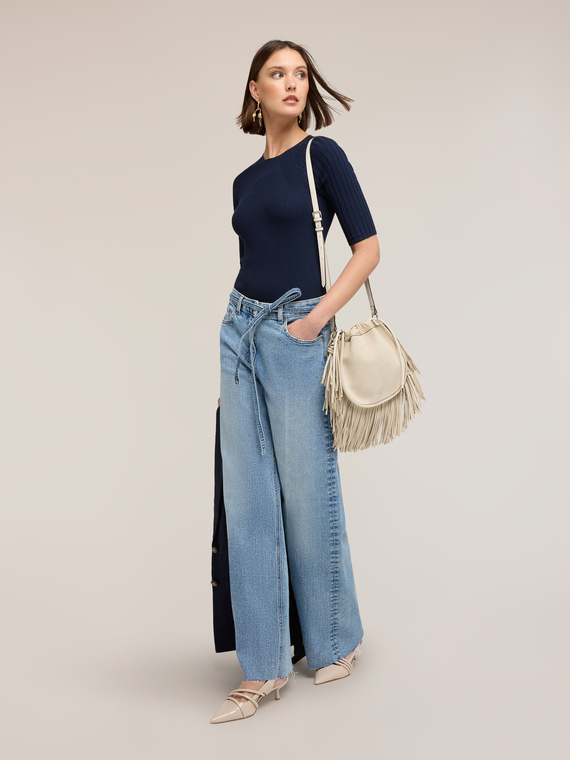 Short-sleeved ribbed top