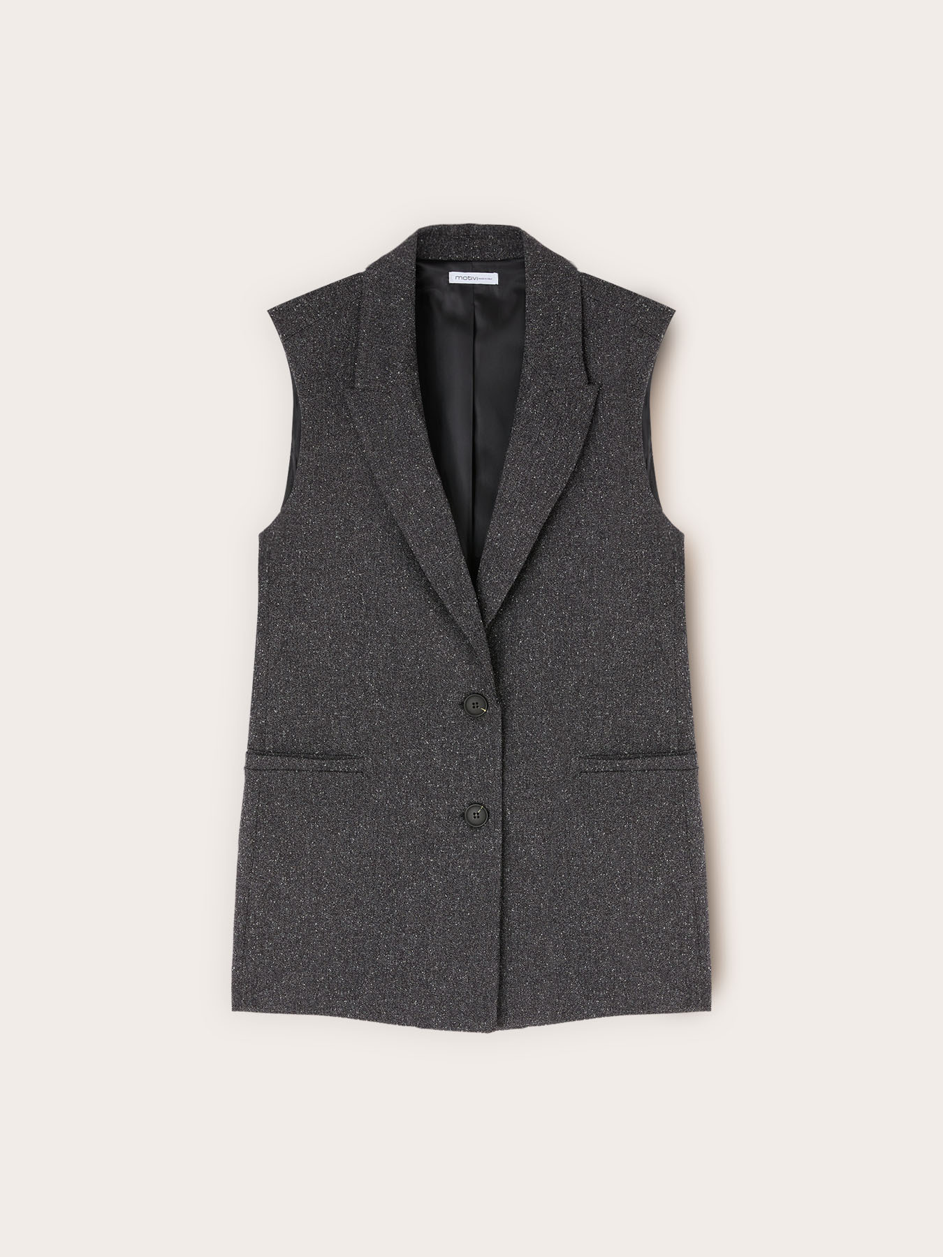 Tailored yarn-dyed vest with lapels image number 4