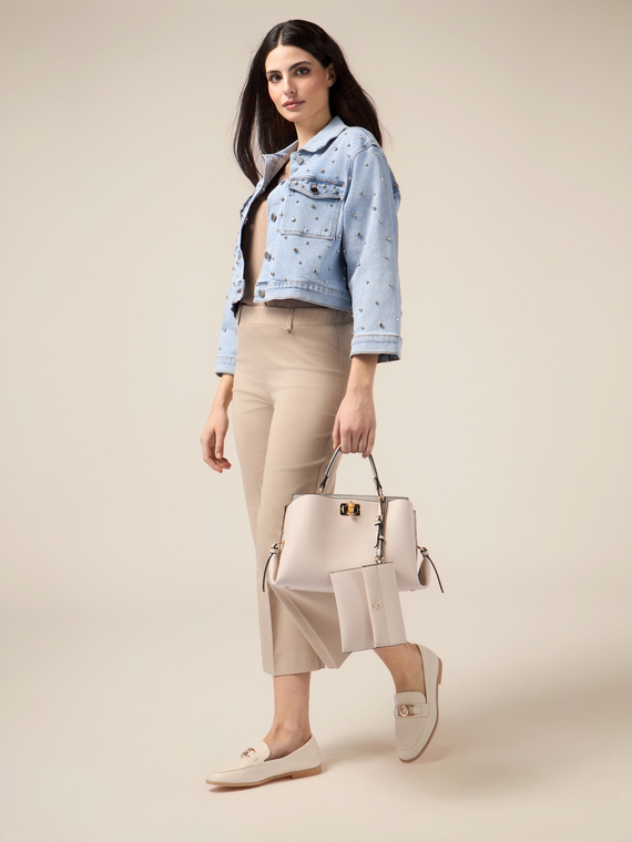 Pantaloni little flare din amestec de bumbac