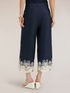 Pantaloni cropped din poplin cu dantelă image number 1