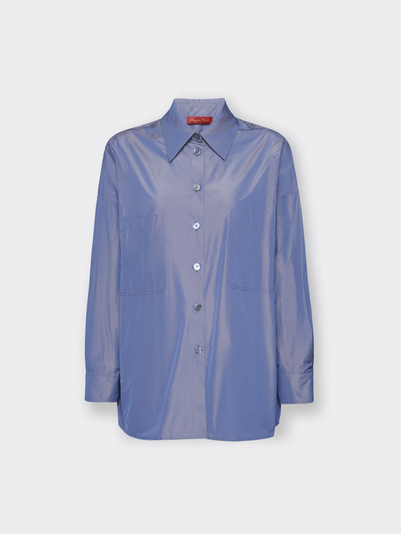 Camicia in taffet&agrave; con tasche