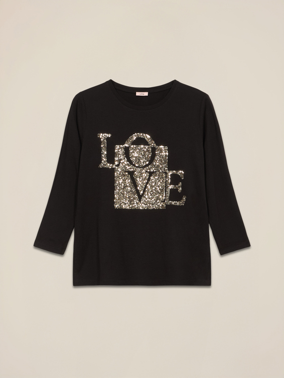 T-shirt with sequin embroidery