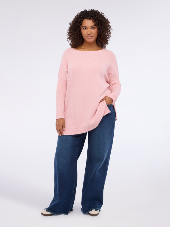 Pull long avec encolure bateau