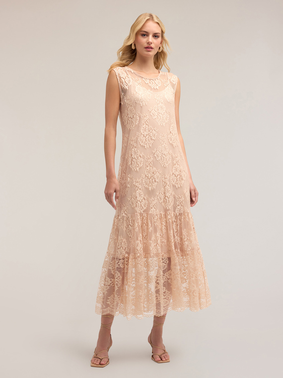 Long lace dress with slip