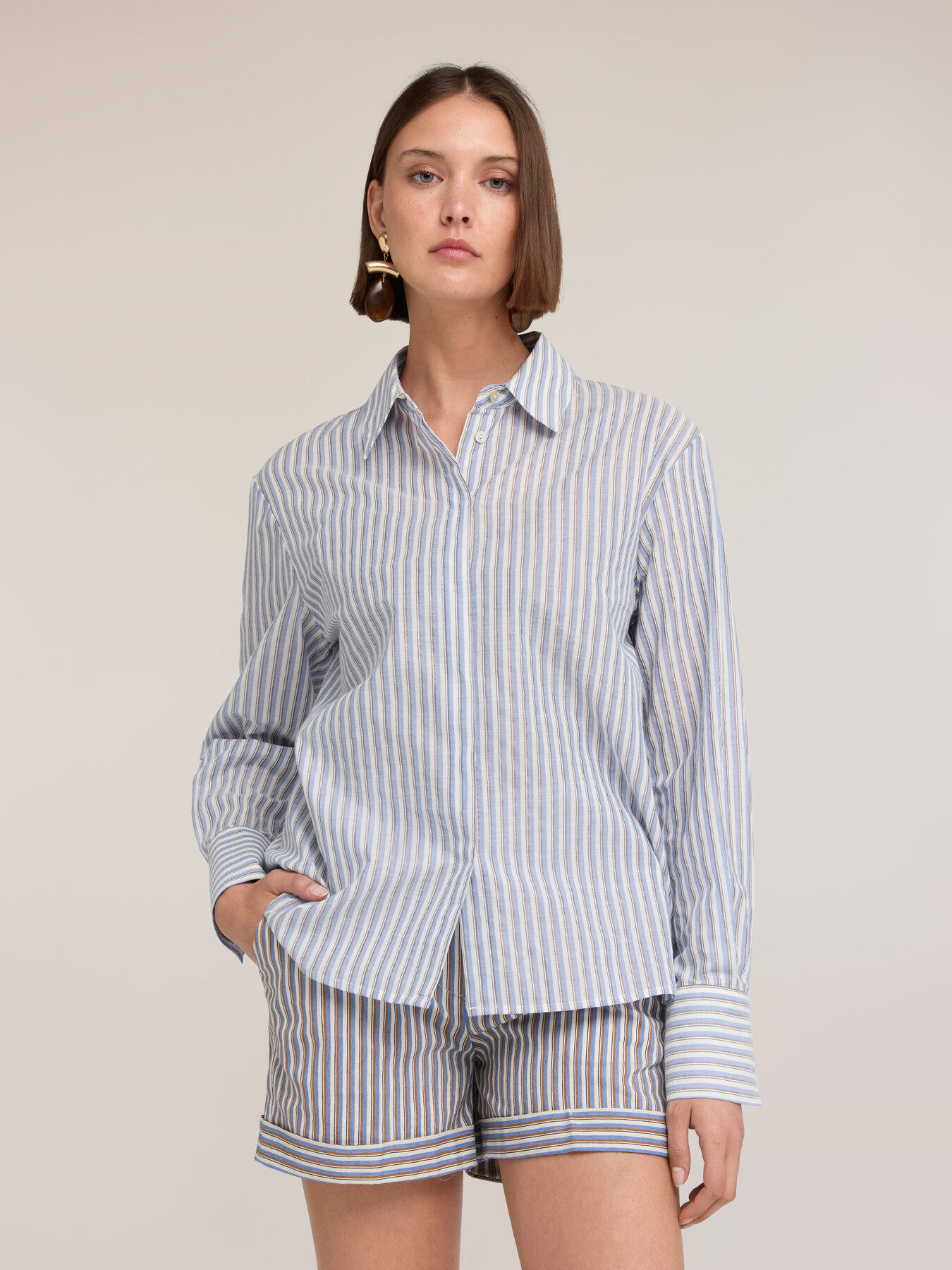 Hemd aus Popeline mit Lurex-Streifen image number 2