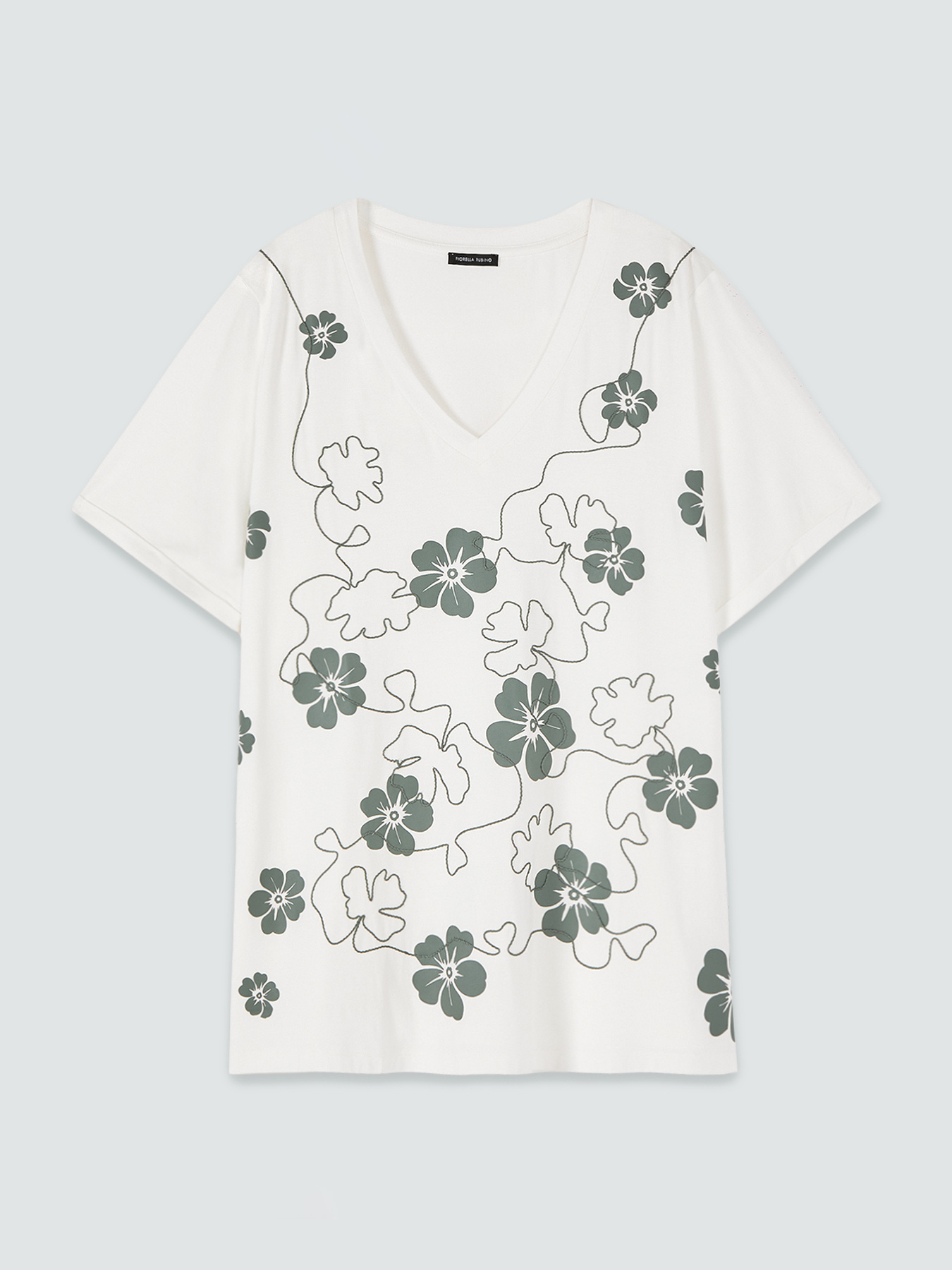 T-shirt en viscose avec imprim&eacute; fleuri et broderie image number 4