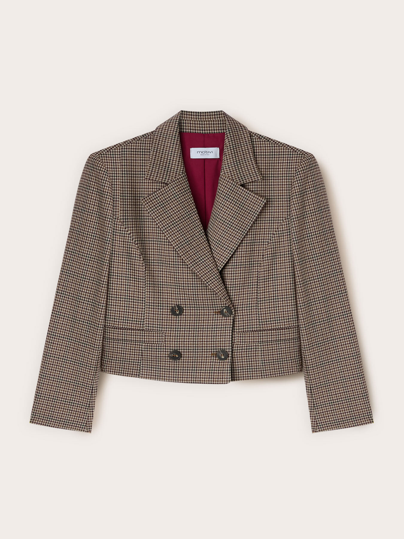 Giacca corta doppiopetto fantasia check image number 4