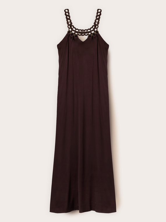 Rochie maxi din satin cu detaliu metalic