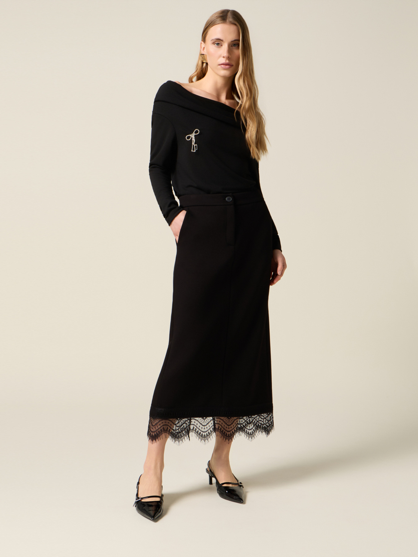 Gonna tubino in scuba e pizzo image number 0