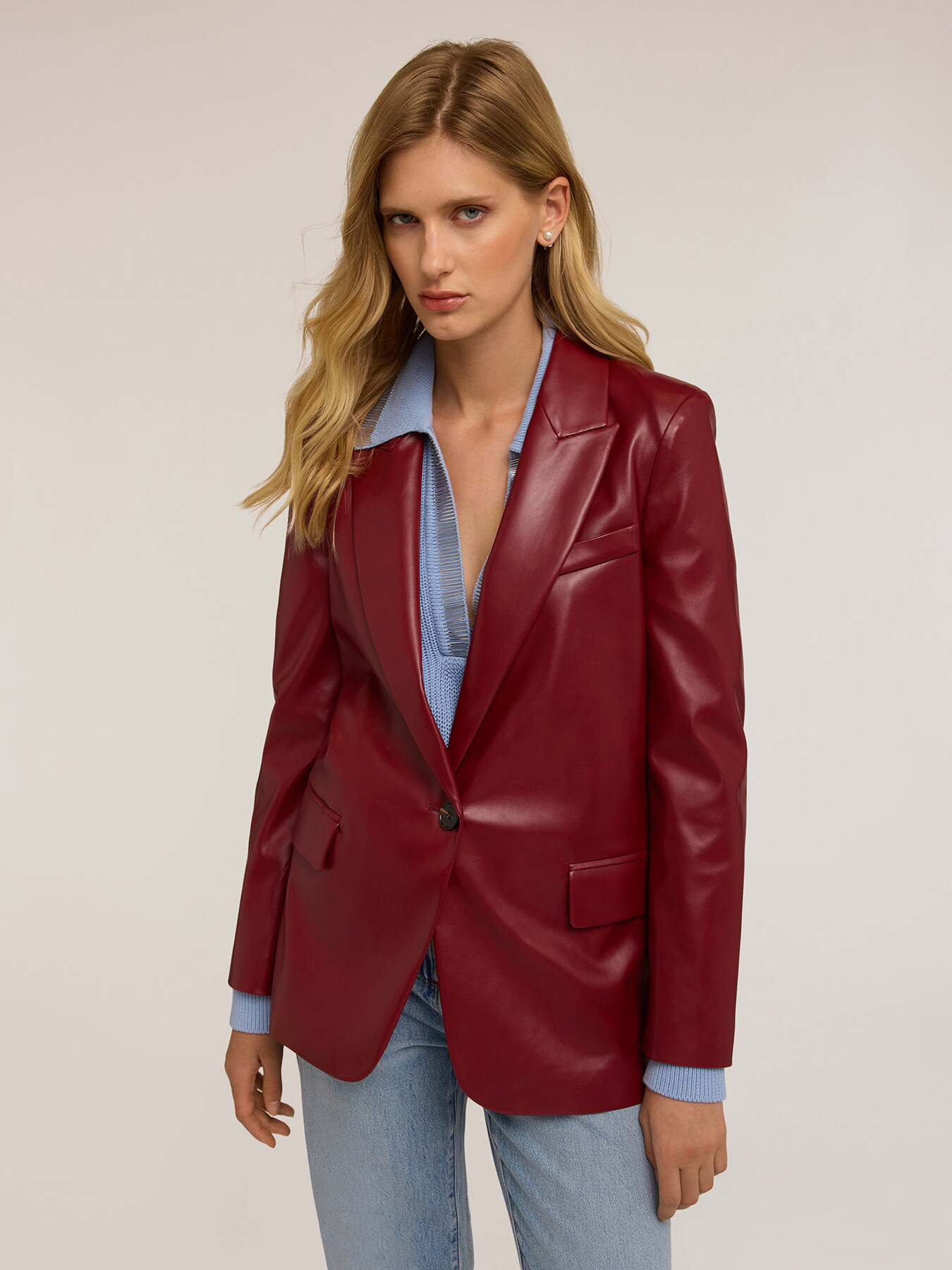 Blazer croisé en tissu enduit image number 3