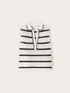 Striped ajour&eacute; knit top with polo collar image number 4