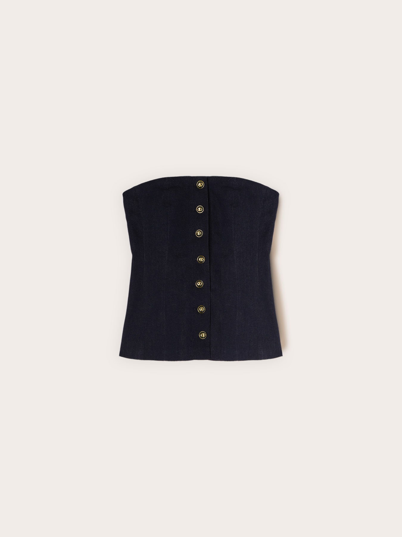 Denim bustier top with buttons image number 4