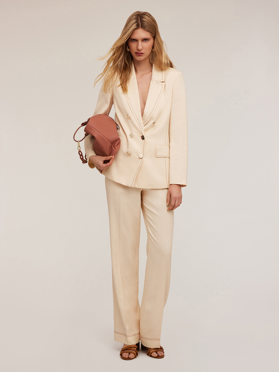 Blazer en toile avec surpiqûres contrastantes