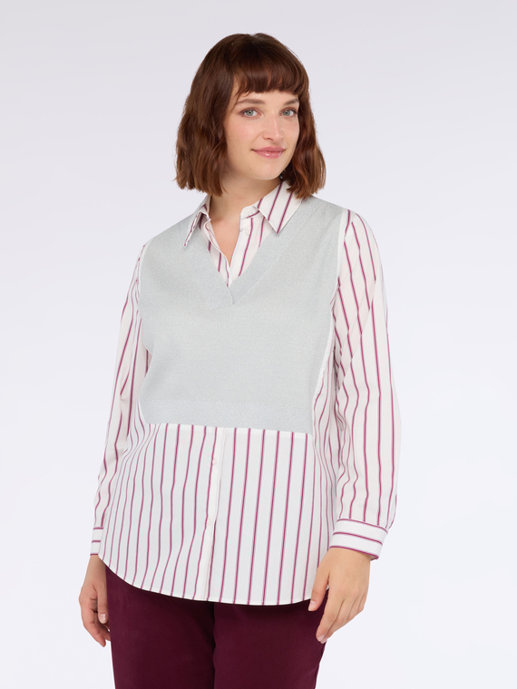 Camisa bimaterial con chaleco superpuesto