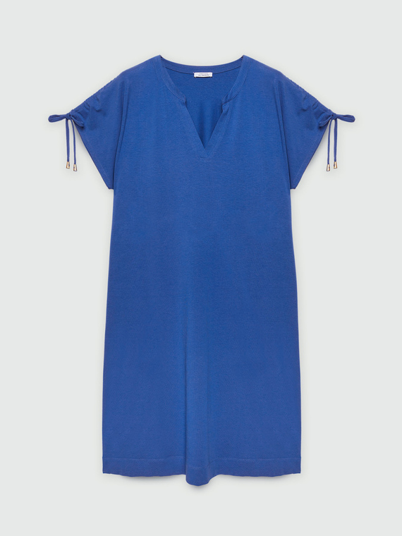 Dress with drawstring on the shoulders