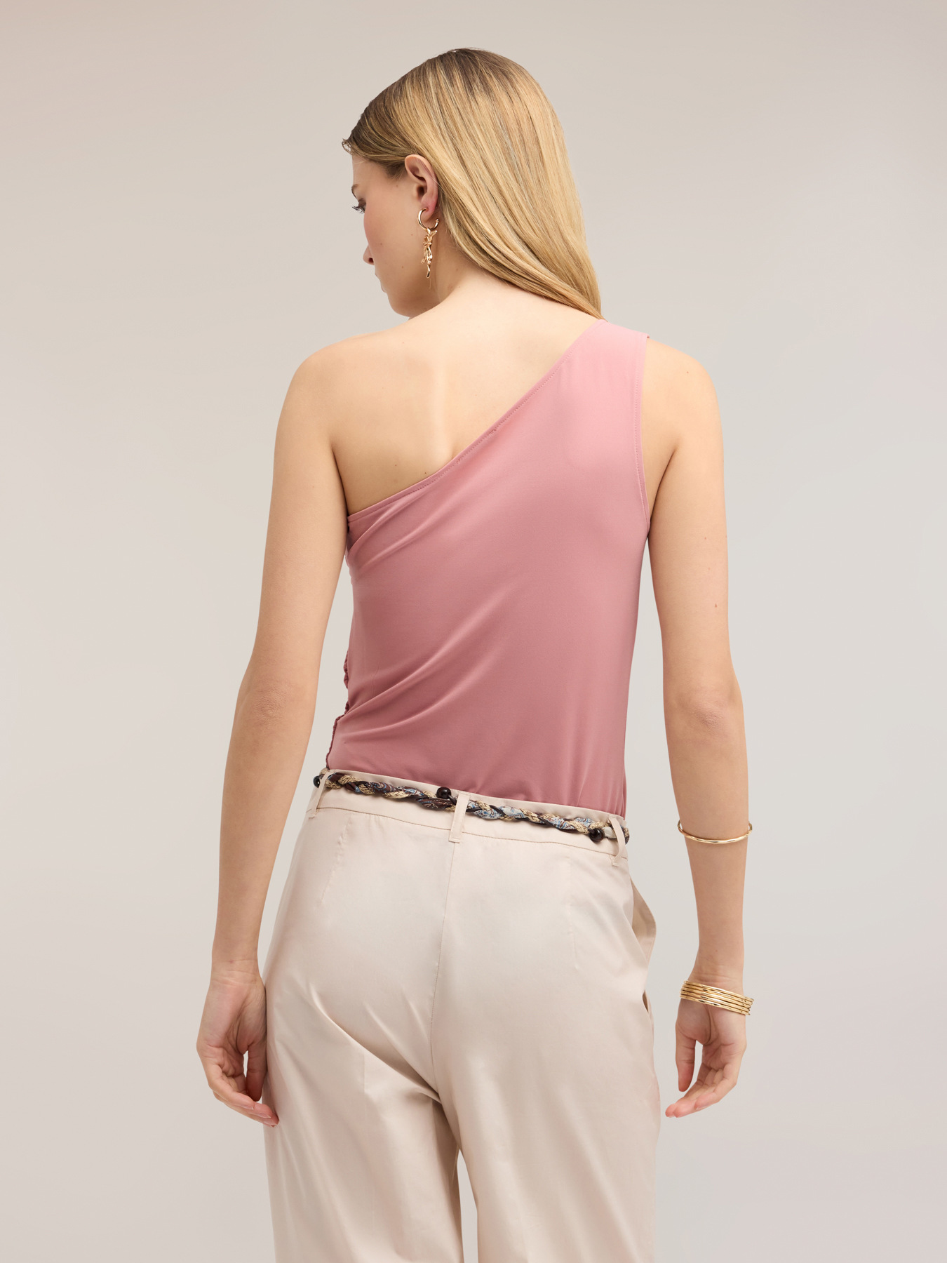 One-shoulder draped top image number 1