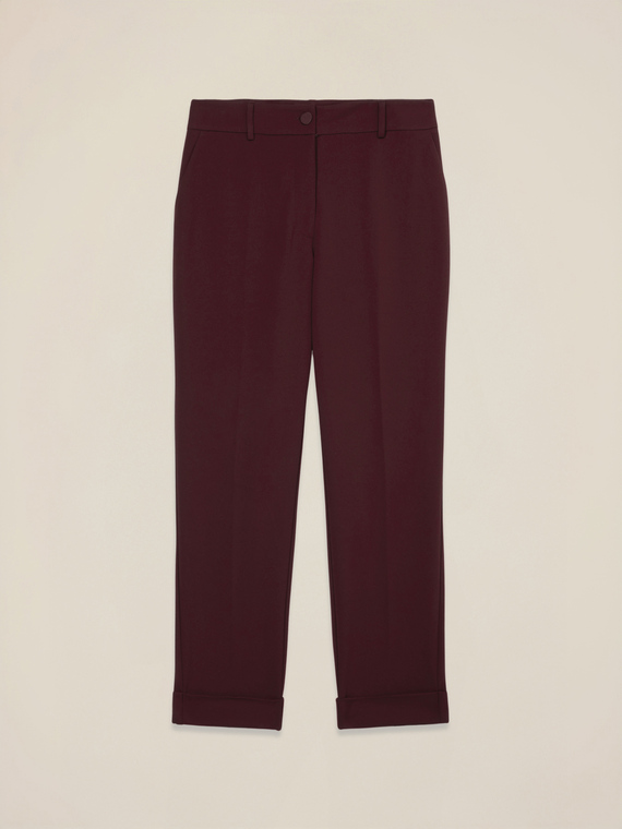 Cropped pants in crêpe fabric