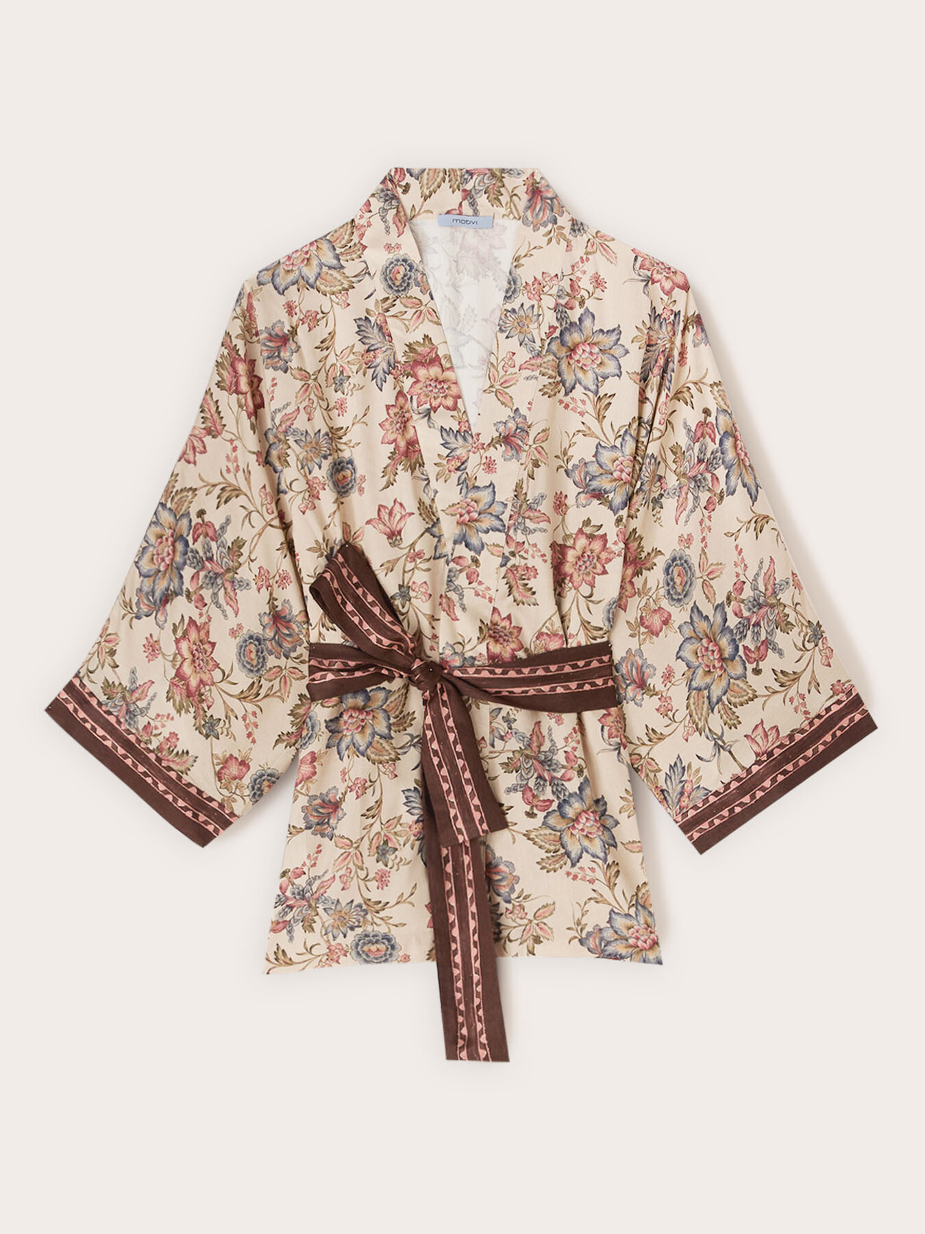 Camicia kimono in raso con stampa image number 4
