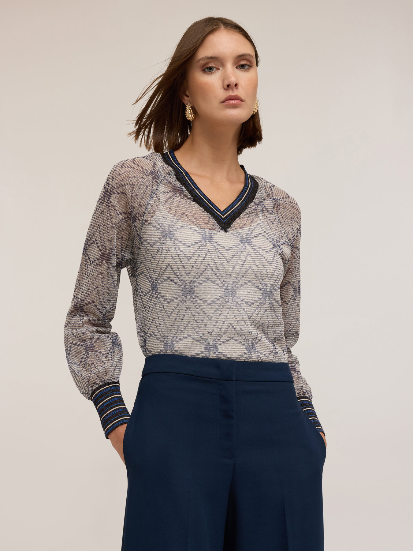 Pullover mit geometrischem Muster und Top image number 2
