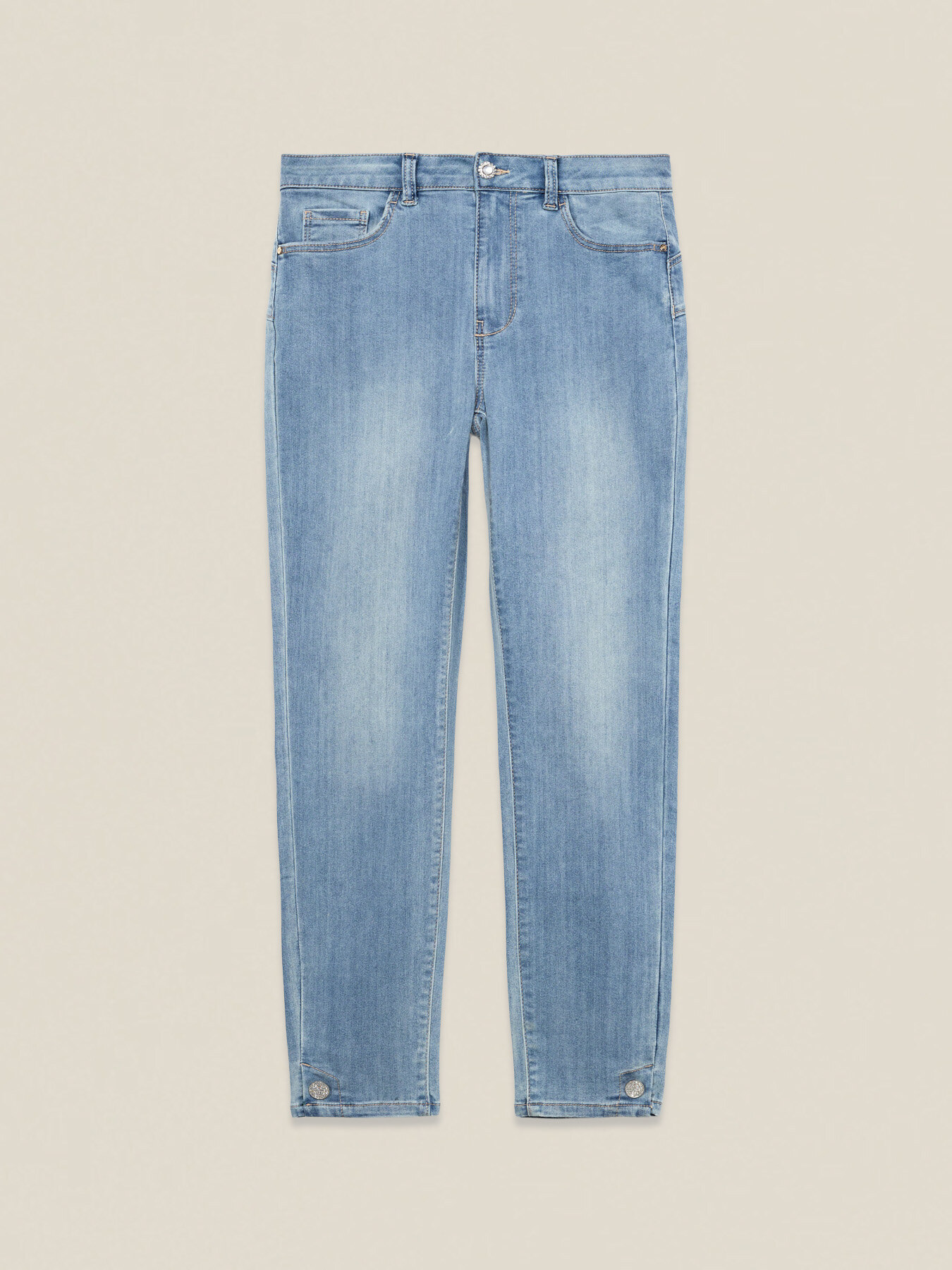 Regular jeans in denim with decorative buttons image number 0