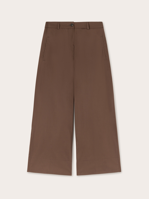 Pantaloni cropped in popeline