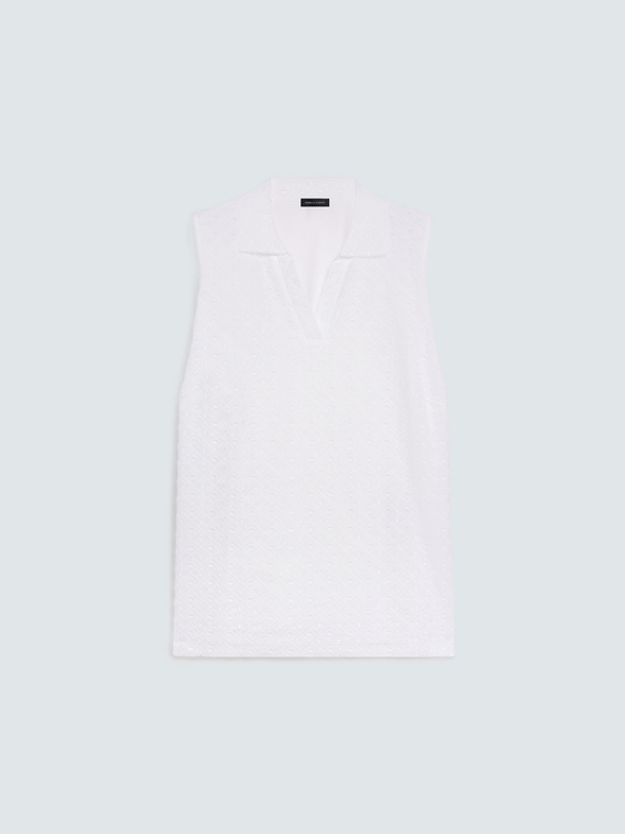 T-Shirt aus St. Galler Stickerei mit Polokragen