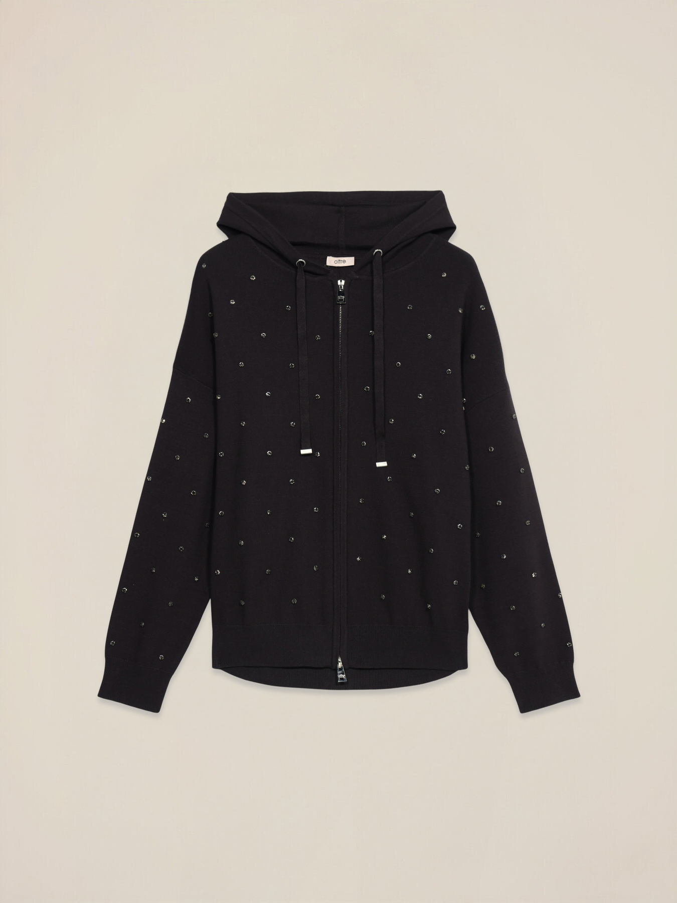 Cardigan con cappuccio e castoni image number 4