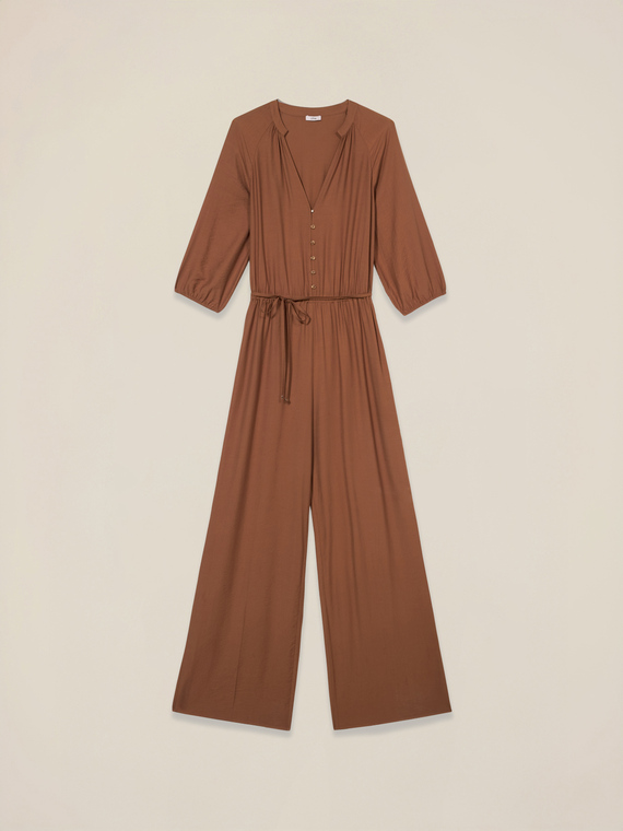 Fluid jumpsuit with V-neck