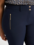 Skinny scuba trousers with zip and jewelled buttons image number 3