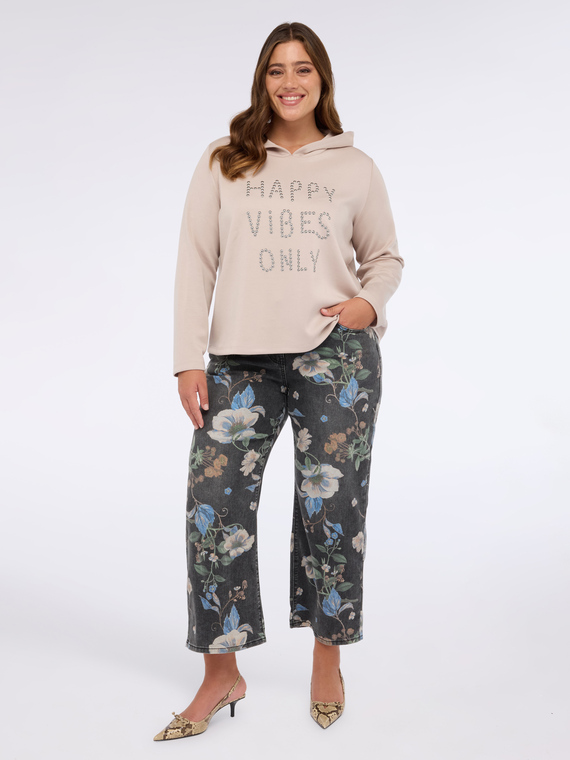 Cropped-Jeans mit Blumendruck