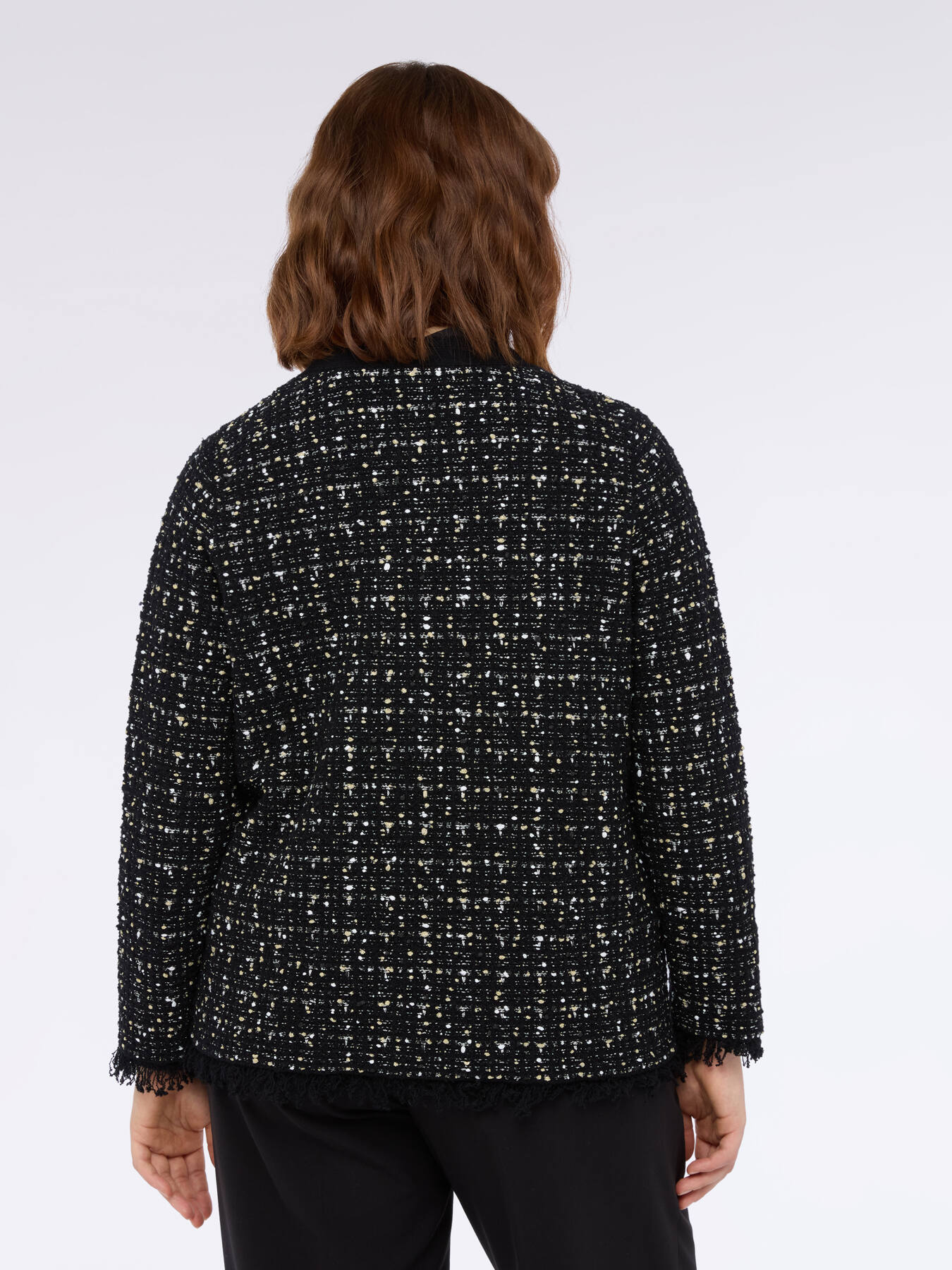 Bouclé effect cardigan with fringes image number 1
