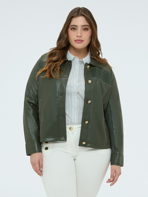 Giacca biker con inserto intrecciato