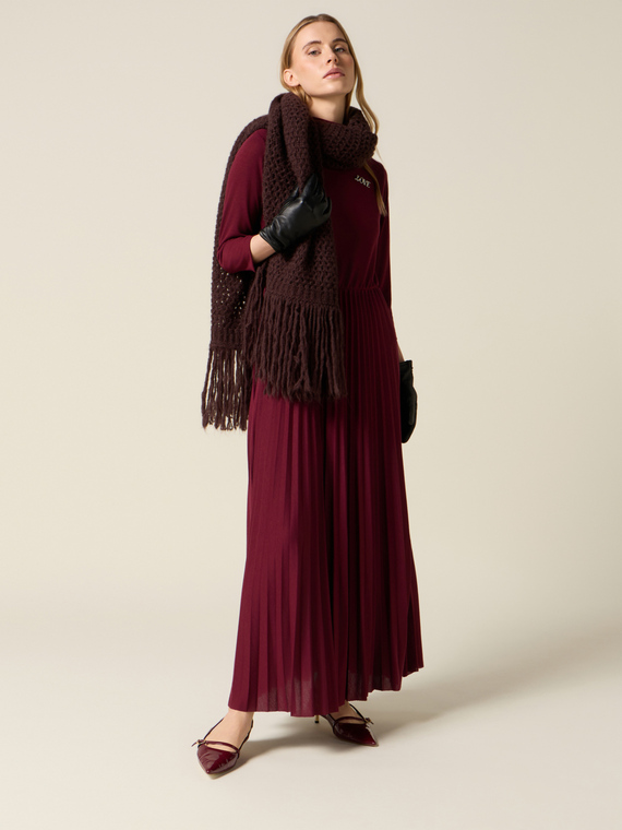 Vestito flare misto viscosa con spilla