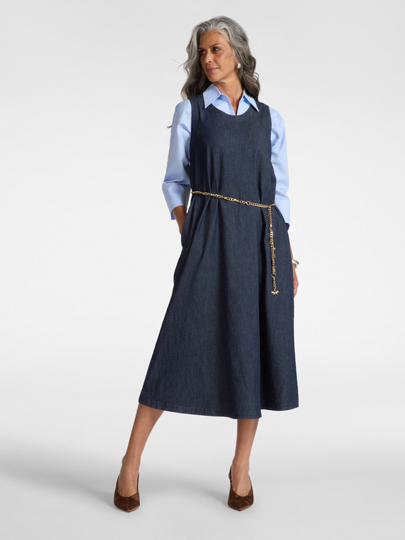 Sleeveless Chambray Dress