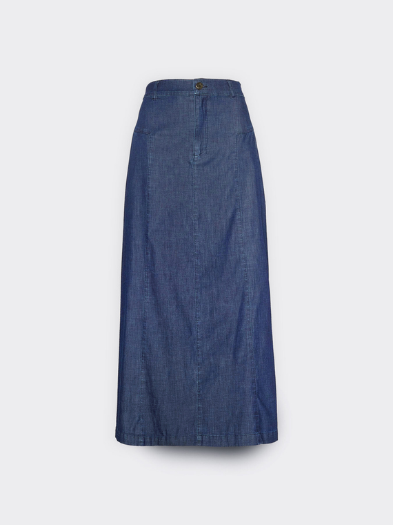 Gonna longuette in Chambray linea ad A