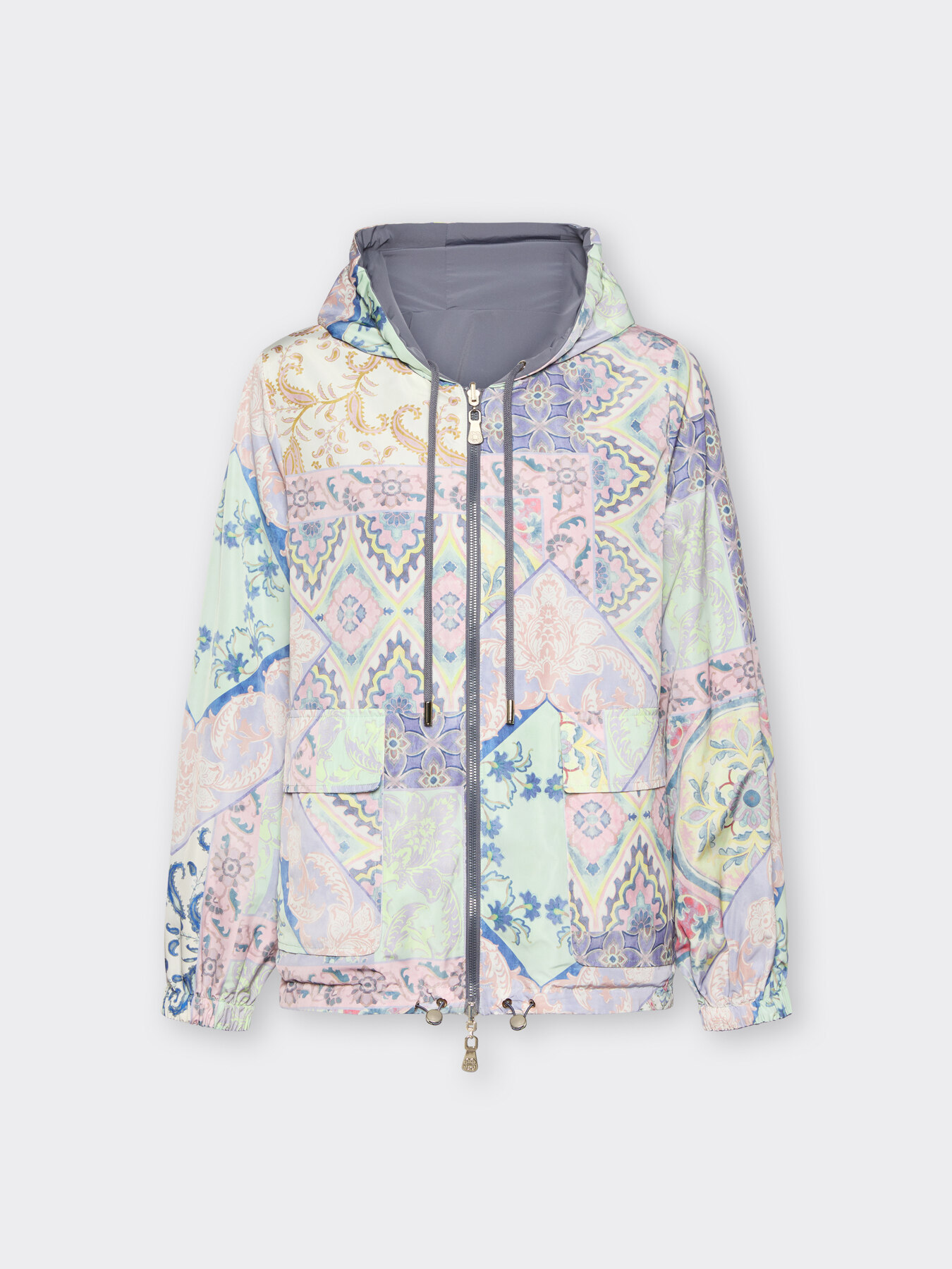 Reversible printed parka with hood image number 6