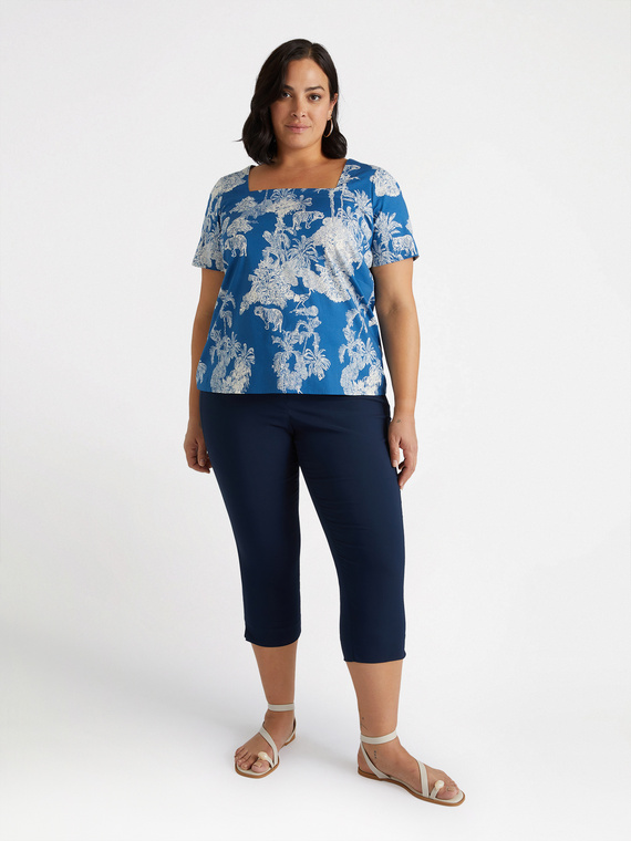 Pantalon capri avec fentes en bas