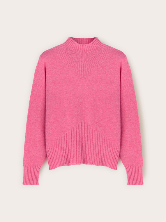 Ribbed viscose turtleneck sweater