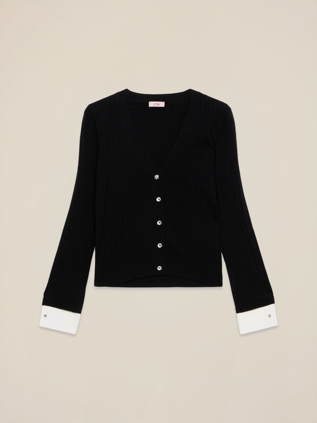 Cardigan corto misto cashmere con bottoni image number 3