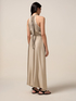 Long satin dress with flower image number 1