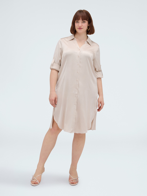 Vestido Power camisero en raso de viscosa