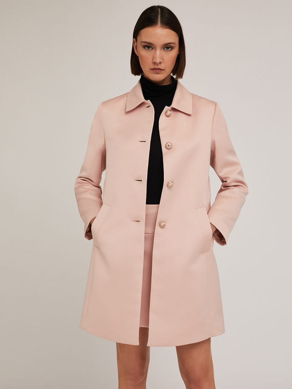 Cappotto monopetto in raso duchesse