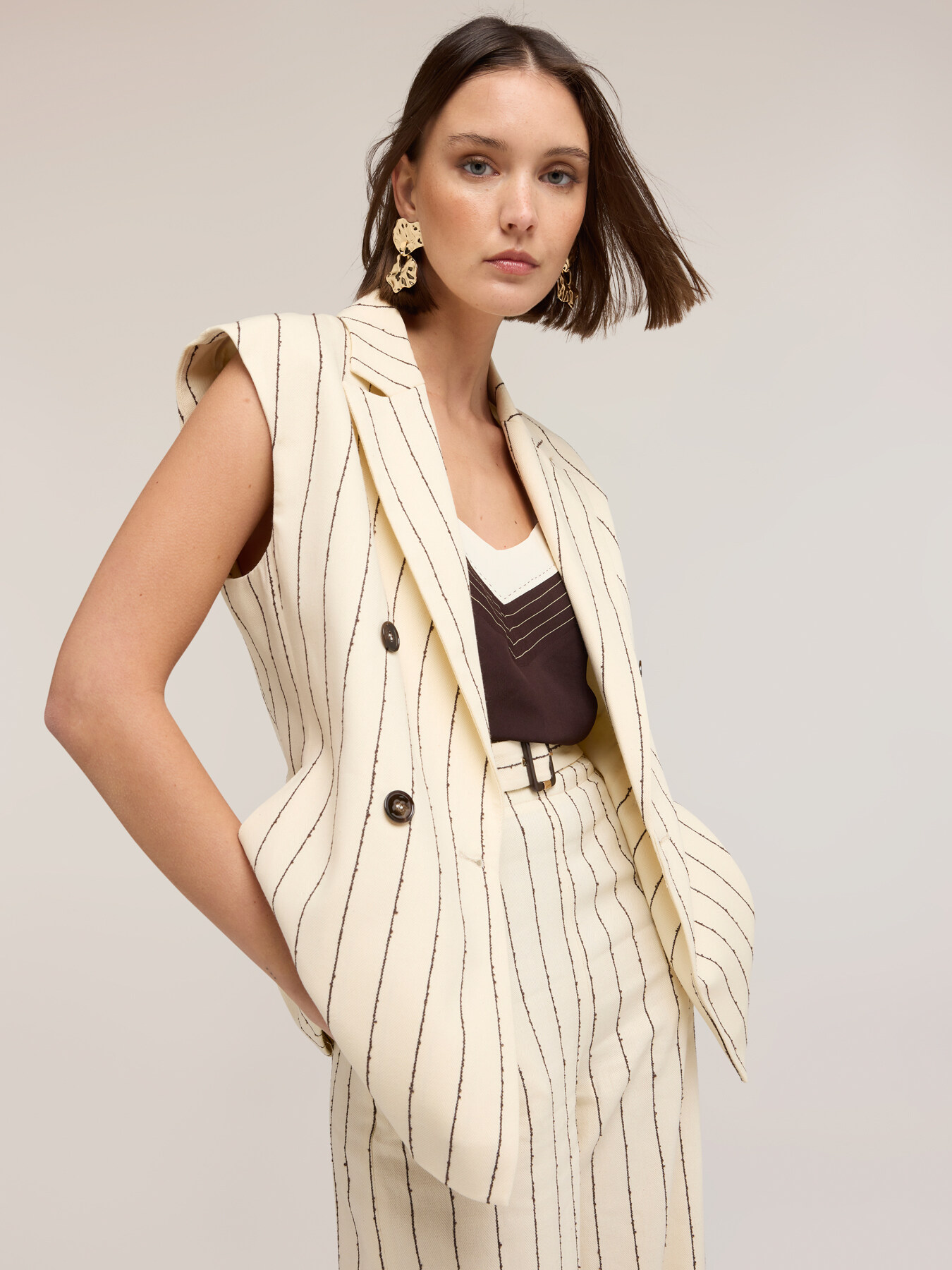 Gilet &agrave; rayures tennis The Tailoring Lab image number 4