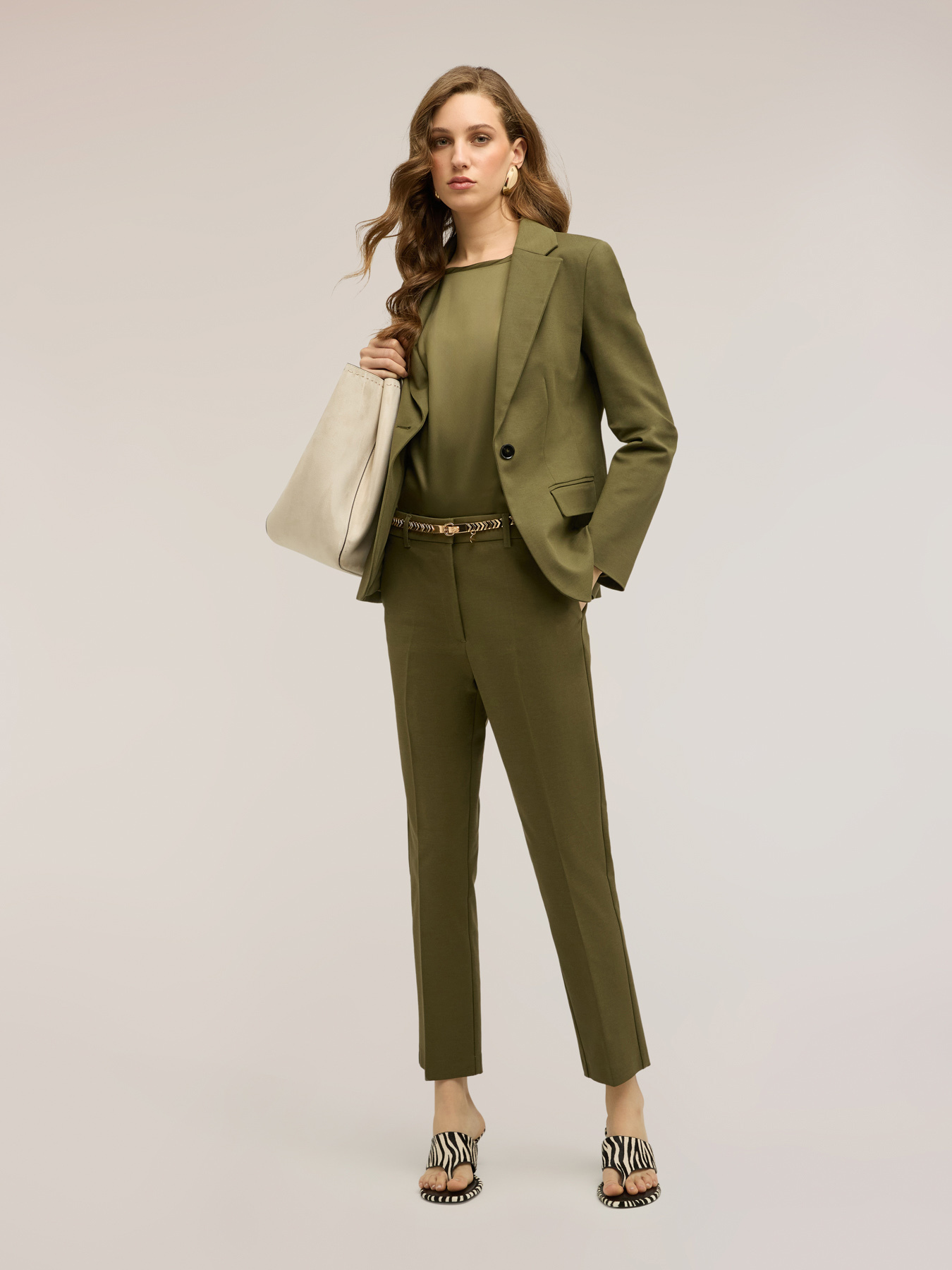 Regular fit cotton viscose blend trousers image number 2